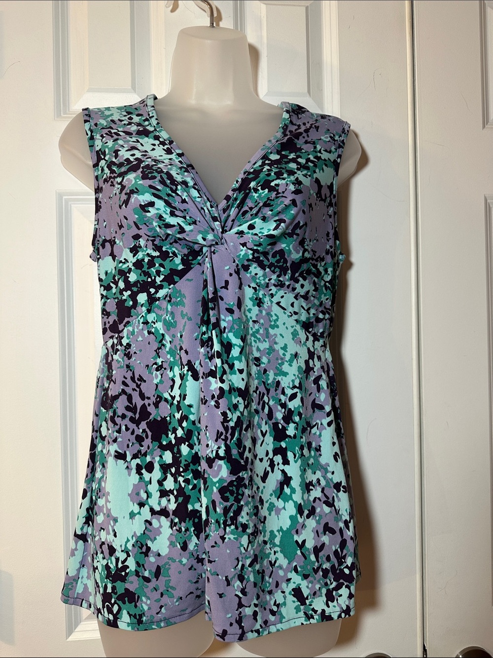 Banana Republic Factory Mint, Lavender & Black Twist-Front Sleeveless Blouse